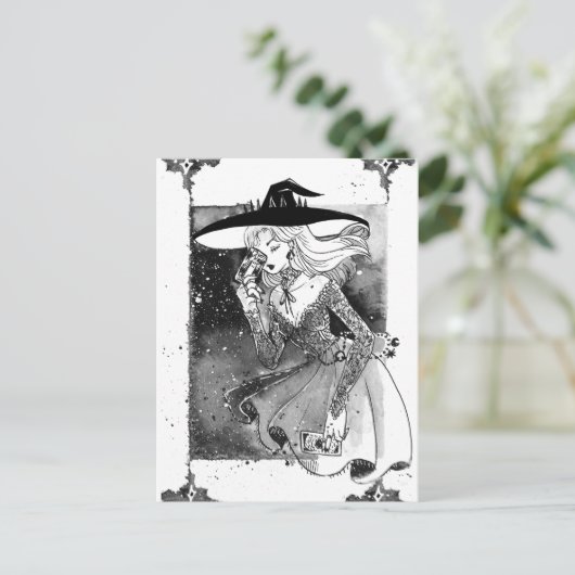 Witch Tarot Card Illustration Post Card Briefkaart (Staand voorkant)