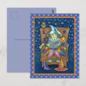 WITCH TELLING SPOOKY BEDTIME STORIES, HALLOWEEN BRIEFKAART (Voorkant / Achterkant)