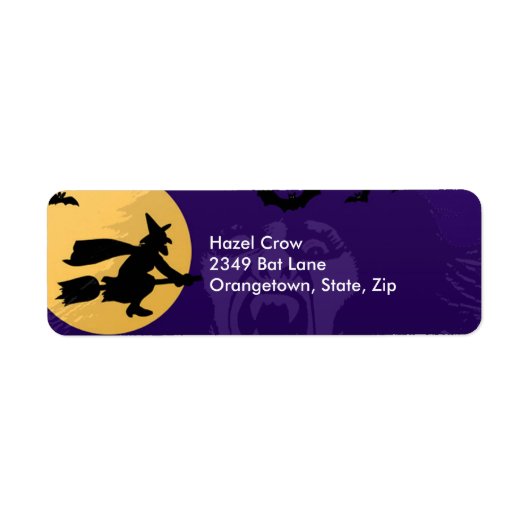 Witch, Vampire en Adresetiketten met haunted House Etiket (Voorkant)