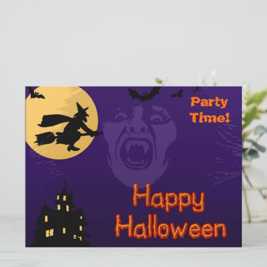 Witch, Vampire en Haunted House Kaart (Staand voorkant)