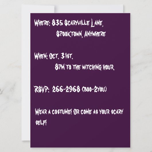 Witch, Vampire en Haunted House Kaart (Achterkant)