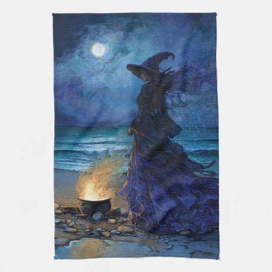 Witch van het Moonlit Zee Theedoek (Verticaal)