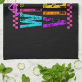 Witch Vibes Halloween Neon Checkered Bow Theedoek (Gevouwen)