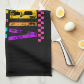 Witch Vibes Halloween Neon Checkered Bow Theedoek (Quarter Fold)