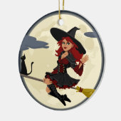 Witch vliegt op Broom Keramisch Ornament (Links)