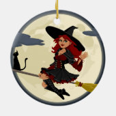 Witch vliegt op Broom Keramisch Ornament (Achterkant)
