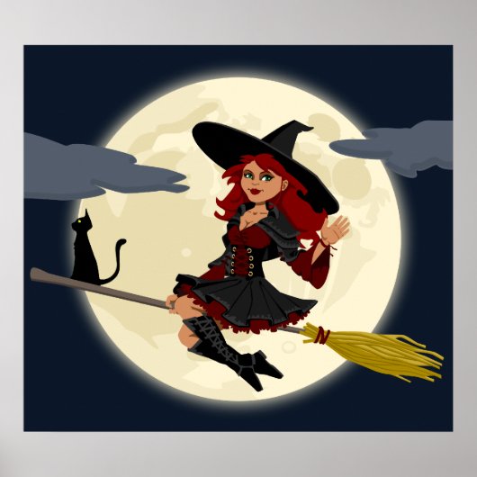 Witch vliegt op Broom Poster (Voorkant)