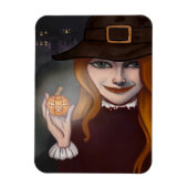Witch w/Jack O'Lantern Magnet Magneet (Verticaal)