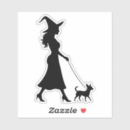 Witch Walking Chihuahua Sticker