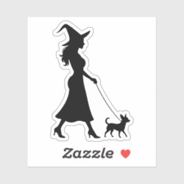 Witch Walking Chihuahua Sticker
