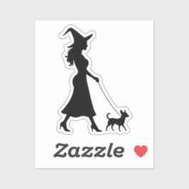 Witch Walking Chihuahua Sticker