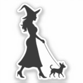 Witch Walking Chihuahua  Sticker (Voorkant)