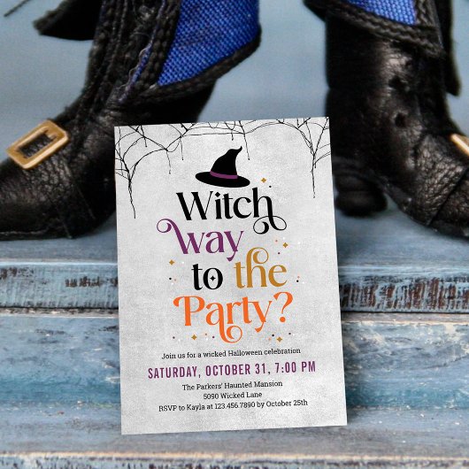 Witch Way À La Fête Halloween Invitation