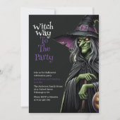 Witch Way À La Fête Halloween Invitation De La Fêt (Devant)