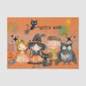 Witch Way? Cute Monsters Halloween Tissue Paper Tissuepapier (Voorkant)