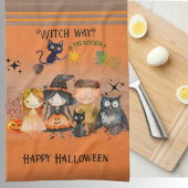 Witch Way Halloween Sinaasappel Theedoek