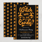 Witch Way naar het Snoep Halloween Party Kaart (Voorkant / Achterkant)