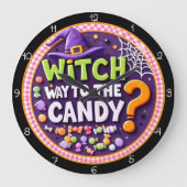 Witch Way To The Candy Halloween Grote Klok (Voorkant)