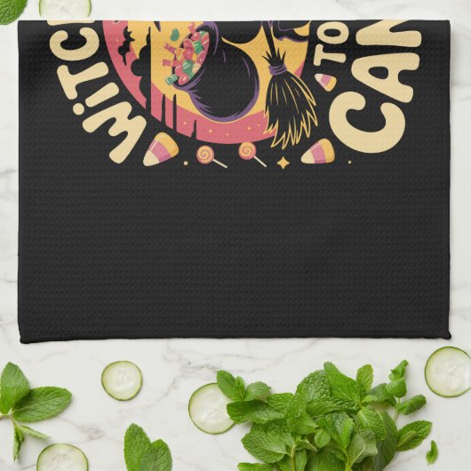 Witch Way to the Candy Halloween T-shirt Theedoek (Gevouwen)