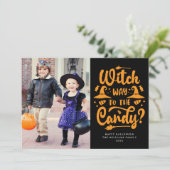 Witch Way To The Candy Happy Halloween Carte photo (Debout devant)