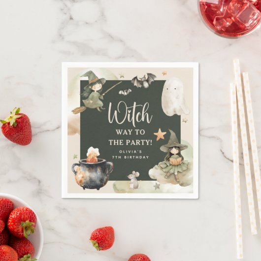 Witch Way to the Party' Kids Halloween Birthday Servet (Insitu)