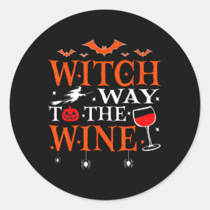 Witch Way To The Wine Drink Halloween Funny Ronde Sticker