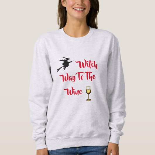 Witch Way to the Wine Vrouwen Halloween Sweatshirt (Voorkant)