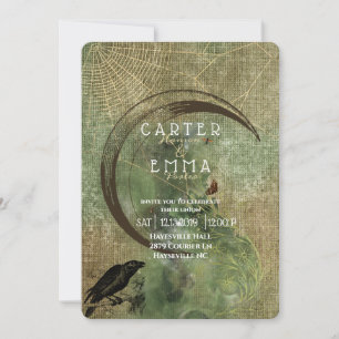 Witch Wicca Spells en Webs Wedding Invitation Kaart