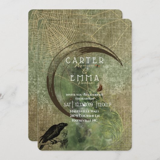 Witch Wicca Spells et Webs Faire-part de mariage (Devant / Derrière)
