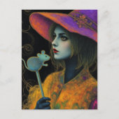 Witch With Mouse Wand Briefkaart (Voorkant)