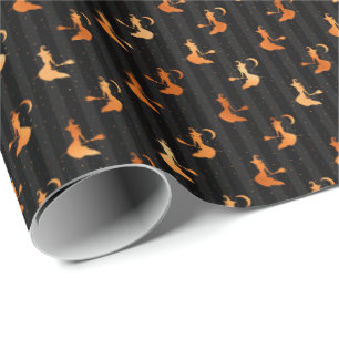 Witch zwart strepen koper halloween patroon cadeaupapier