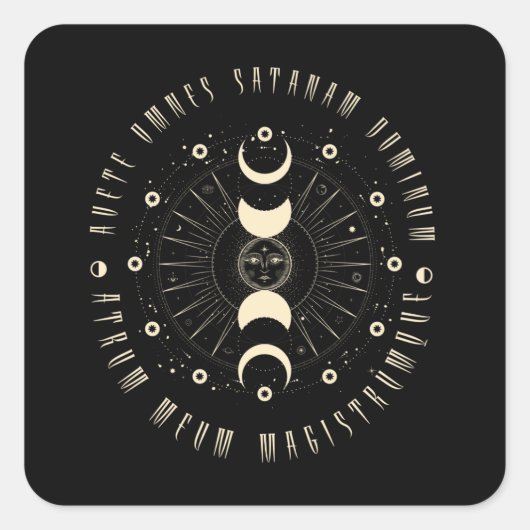 Witchcraft Gothic Geometrische Sun Black Magic Vierkante Sticker (Voorkant)