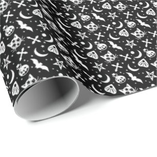 Witchcraft Gothic Witch Cats Pentagrams and Moons Cadeaupapier