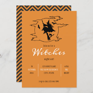 Witchen Night Out Flying Witch Halloween Kaart