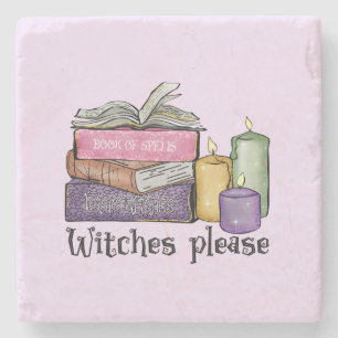 Witches alsjeblieft Voor boekenoverloop Librar Stenen Onderzetter