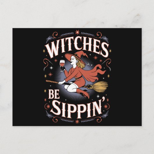 Witches Be Sippin' Halloween Holiday Spooky Briefkaart (Voorkant)