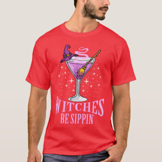 Witches Be Sippin voor Halloween vintage T-shirt