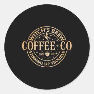 Witches Brew Coffee Co Halloween Witch Coffee Love Ronde Sticker
