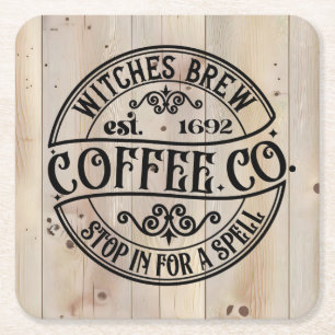 Witches Brew Coffee Co Vierkante Kartonnen Onderzetter