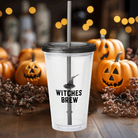 Witches Brew | Happy Halloween | Witte Pet Acryl Drinkbeker