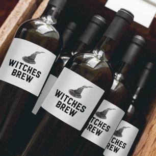Witches Brew   Happy Halloween   Witte Pet Wijn Etiket
