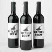 Witches Brew | Happy Halloween | Witte Pet Wijn Etiket (Flessen)