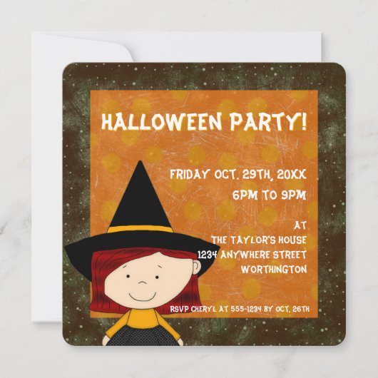 Witches Brew Kid's Halloween Party Invitation 3 (Devant)