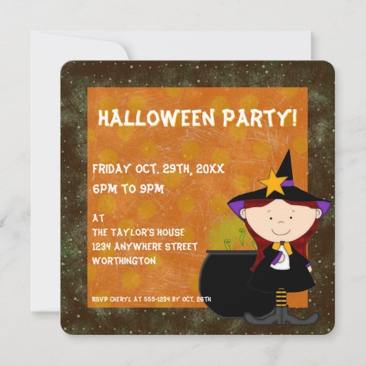 Witches Brew Kid's Halloween Party Invitation 5 (Devant)