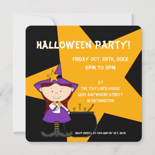 Witches Brew Kid's Halloween Party Invitation 6 (Devant)