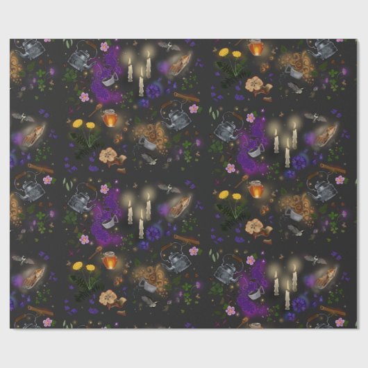 Witches Brew Tea en Cottcore Pattern Cadeaupapier (Vlak)