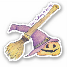 Witches Broom Halloween Sticker