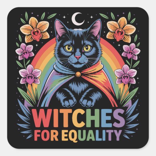 Witches For Equality Feminist Vierkante Sticker (Voorkant)