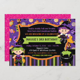 Witches Halloween Birthday Party Kaart