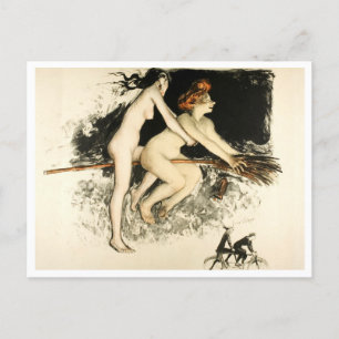 Witches, Jean Veber, Halloween, Male en Vrouw Briefkaart